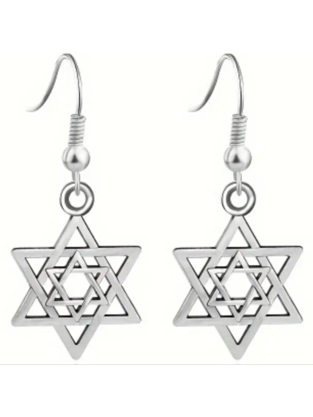 Earrings --Stacked Hexagram / Star of David Dangles